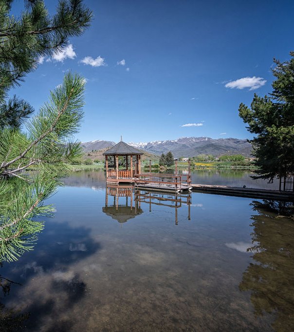 gazebo on lake on Acqua Recovery's campus