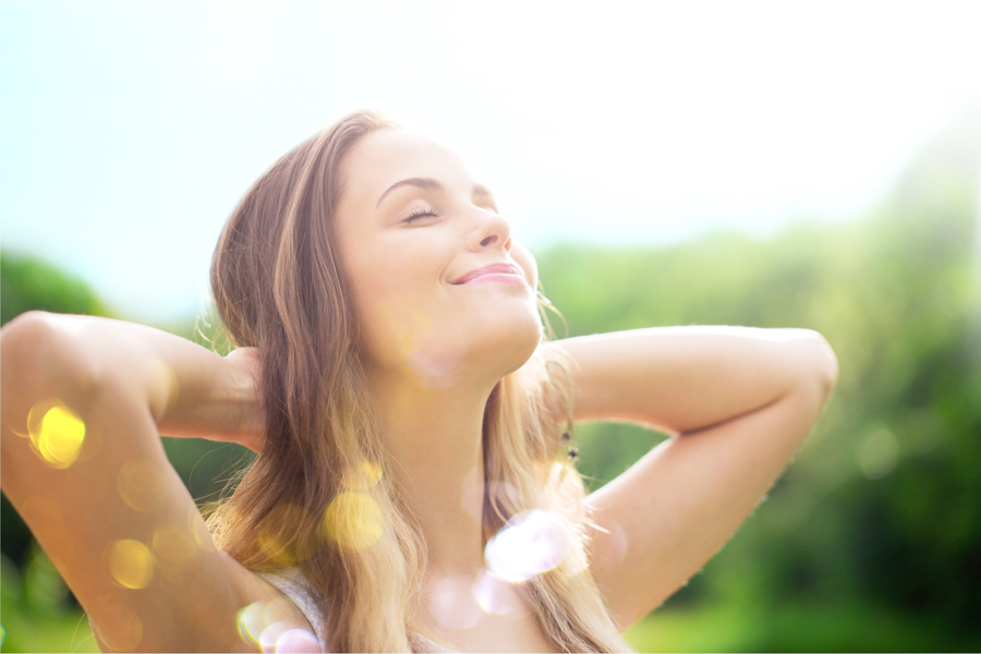 happy woman outside in recovery