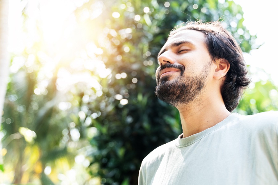 man taking breathwork therapy in Utah for addiction treatment