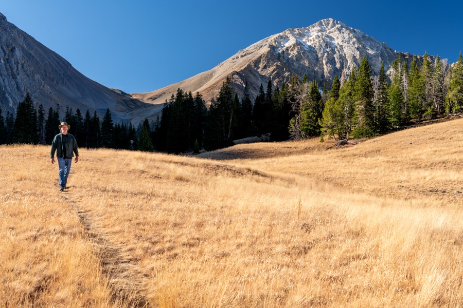 man walking in field in Colorado