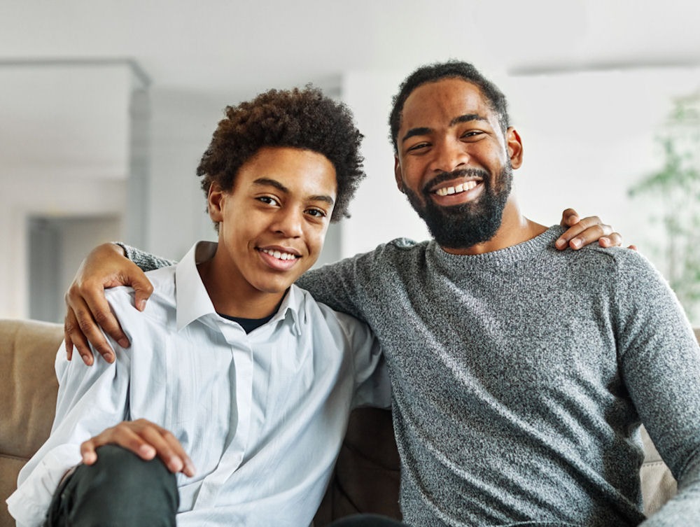 happy man and his son