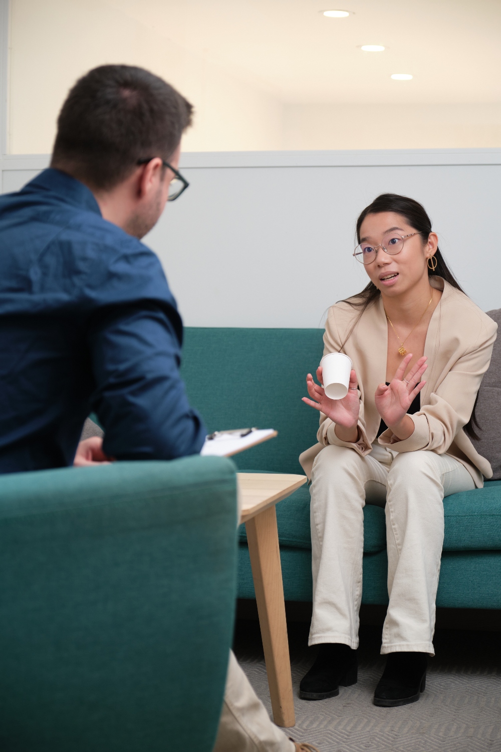 Professional psychologist conducting a consultation. Mental health concept. psychologist meeting with man struggling with addiction to drugs in colorado