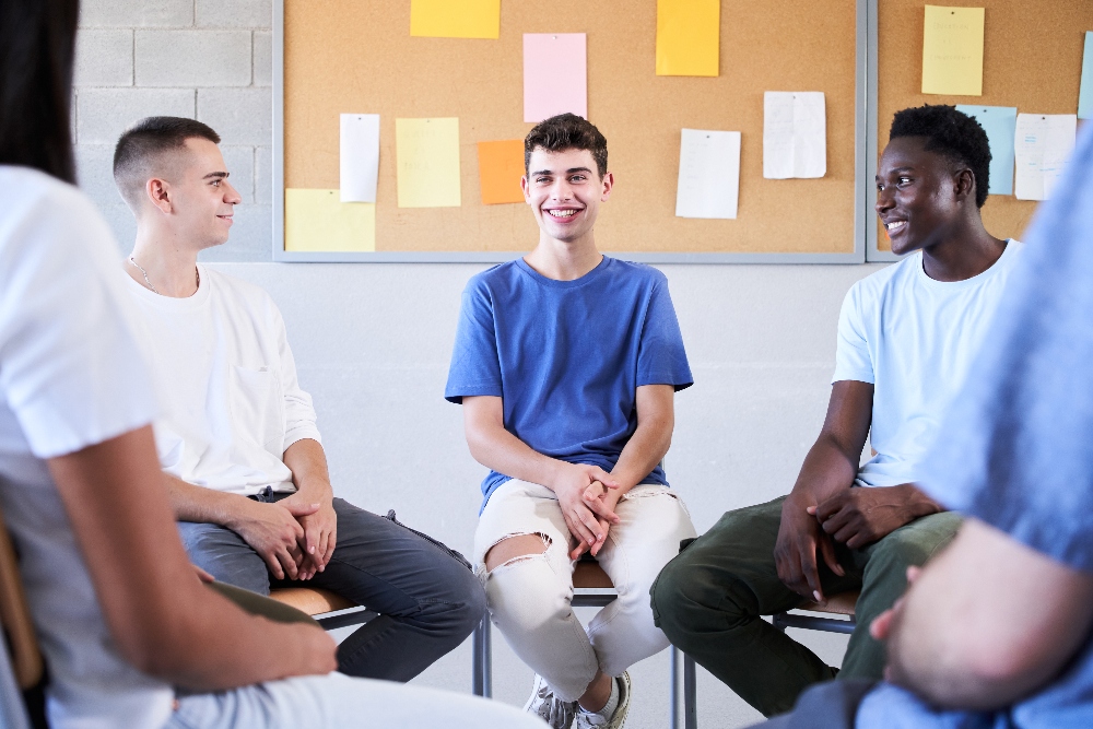 group therapy for men in sober living home